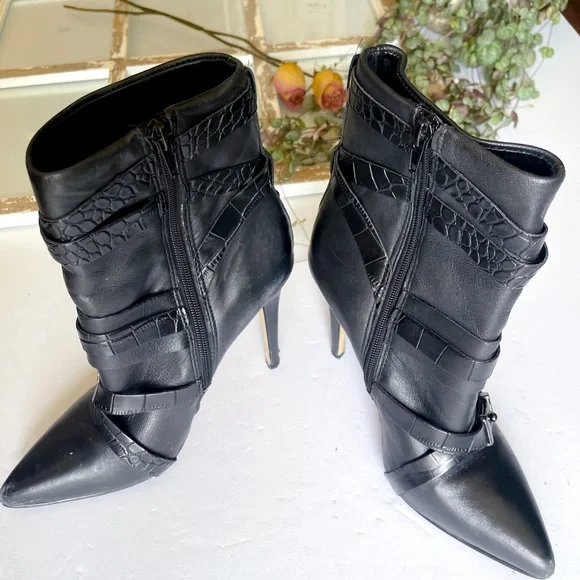 Guess Black Leather Heeled Booties - Picture 4 of 7